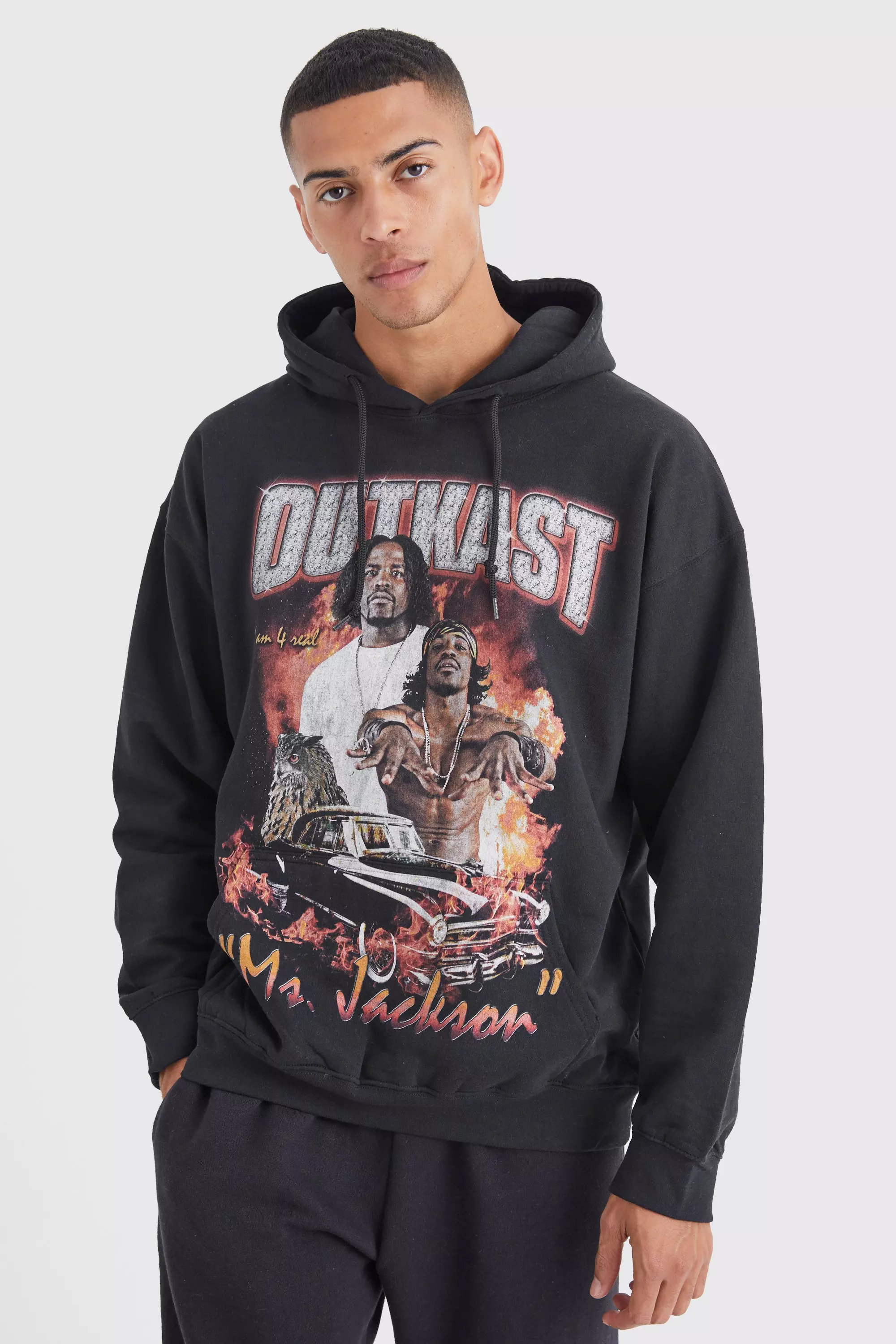 Oversized Outcast License Hoodie Black