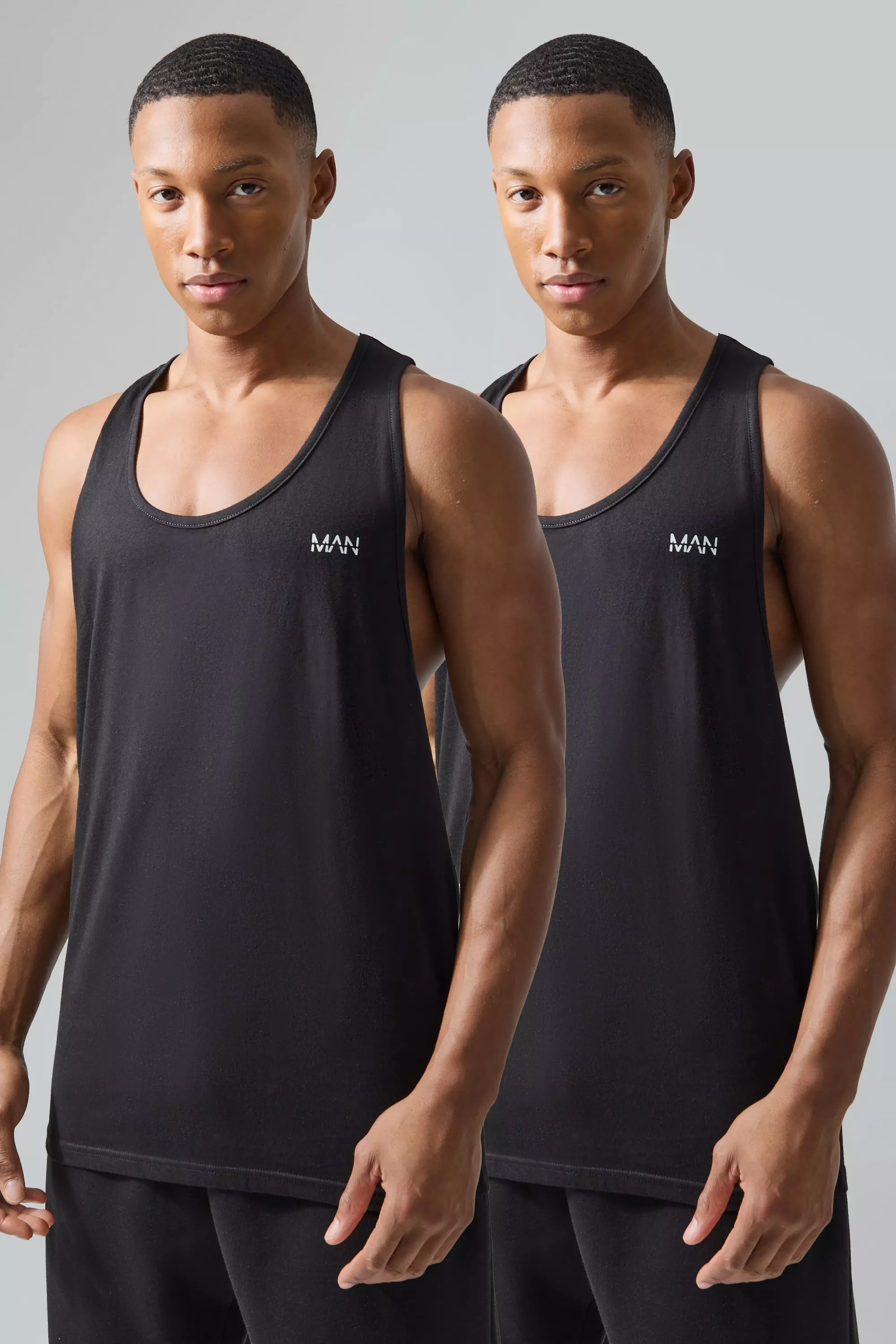 Black Man Active X Andrei Gym Vest 2 Pack