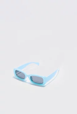 Chunky Plastic Rectangular Sunglasses Light blue