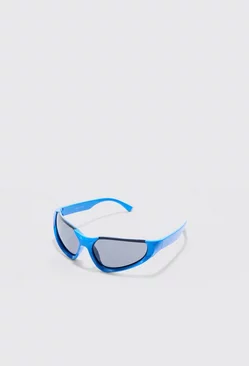 Racer Half Rimless Sunglasses Blue