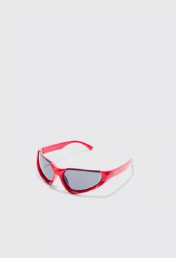 Racer Half Rimless Sunglasses Red