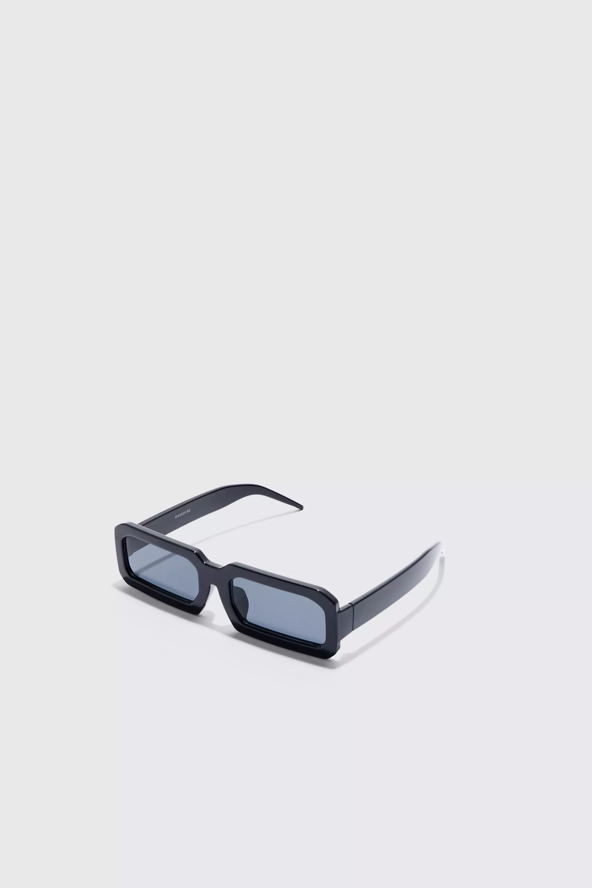 Rectangular Chunky Plastic Sunglasses Black