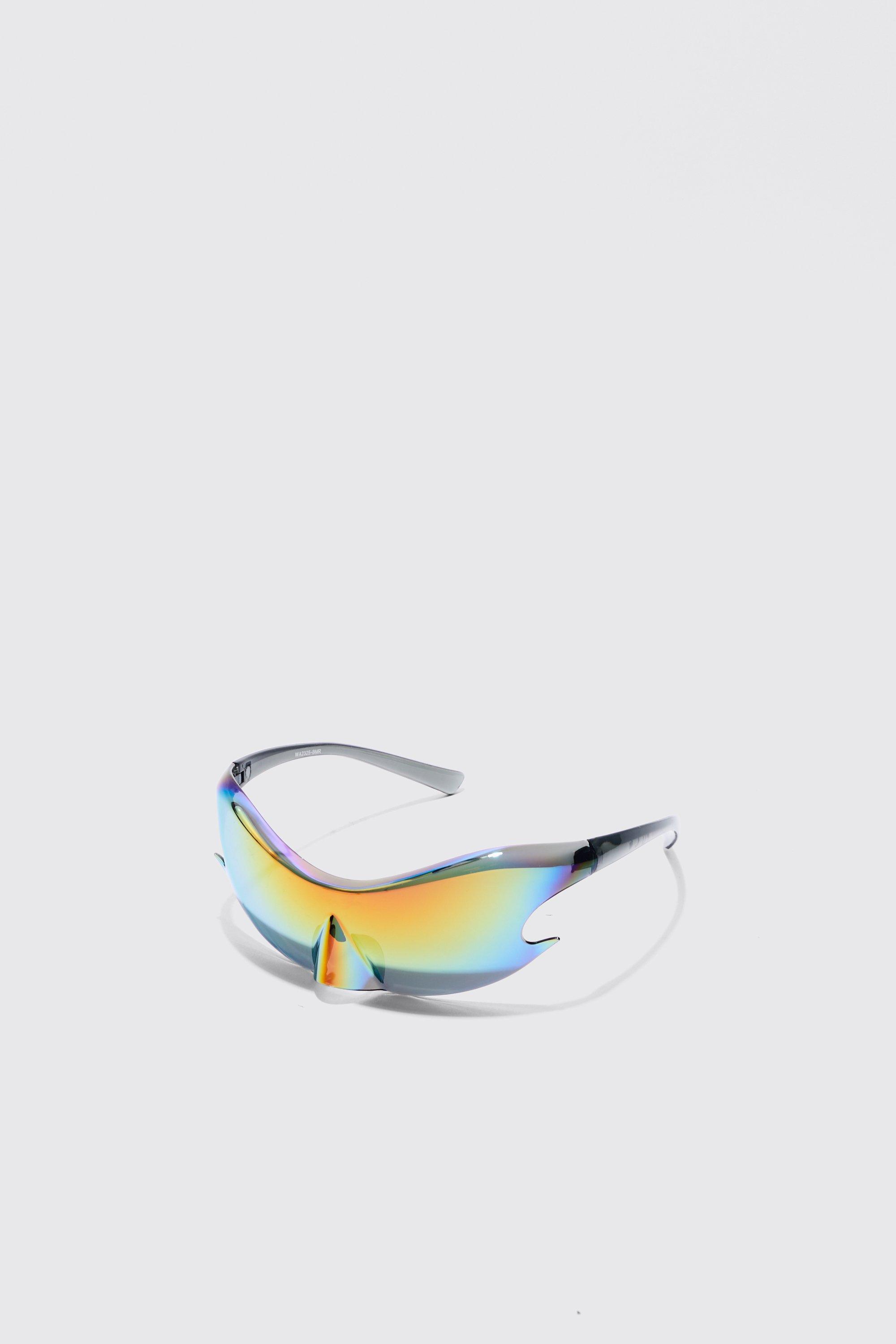 Men's Wide Shield Sunglasses with Mirrored Lenses - All In Motion™ White