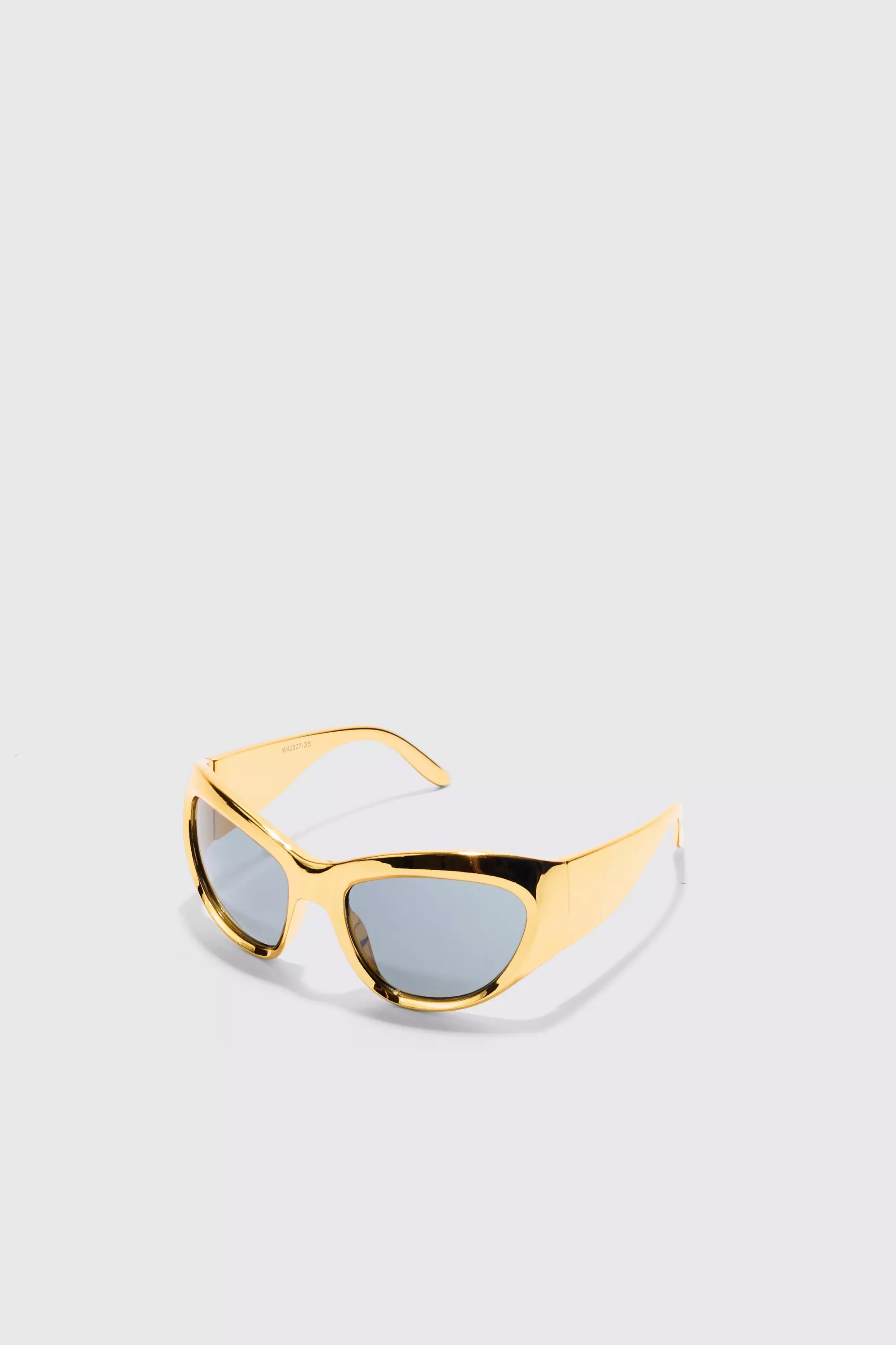 Shield Lens Metallic Frame Sunglasses Gold