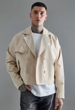 Tall Cropped Double Breasted Trench Coat Sand
