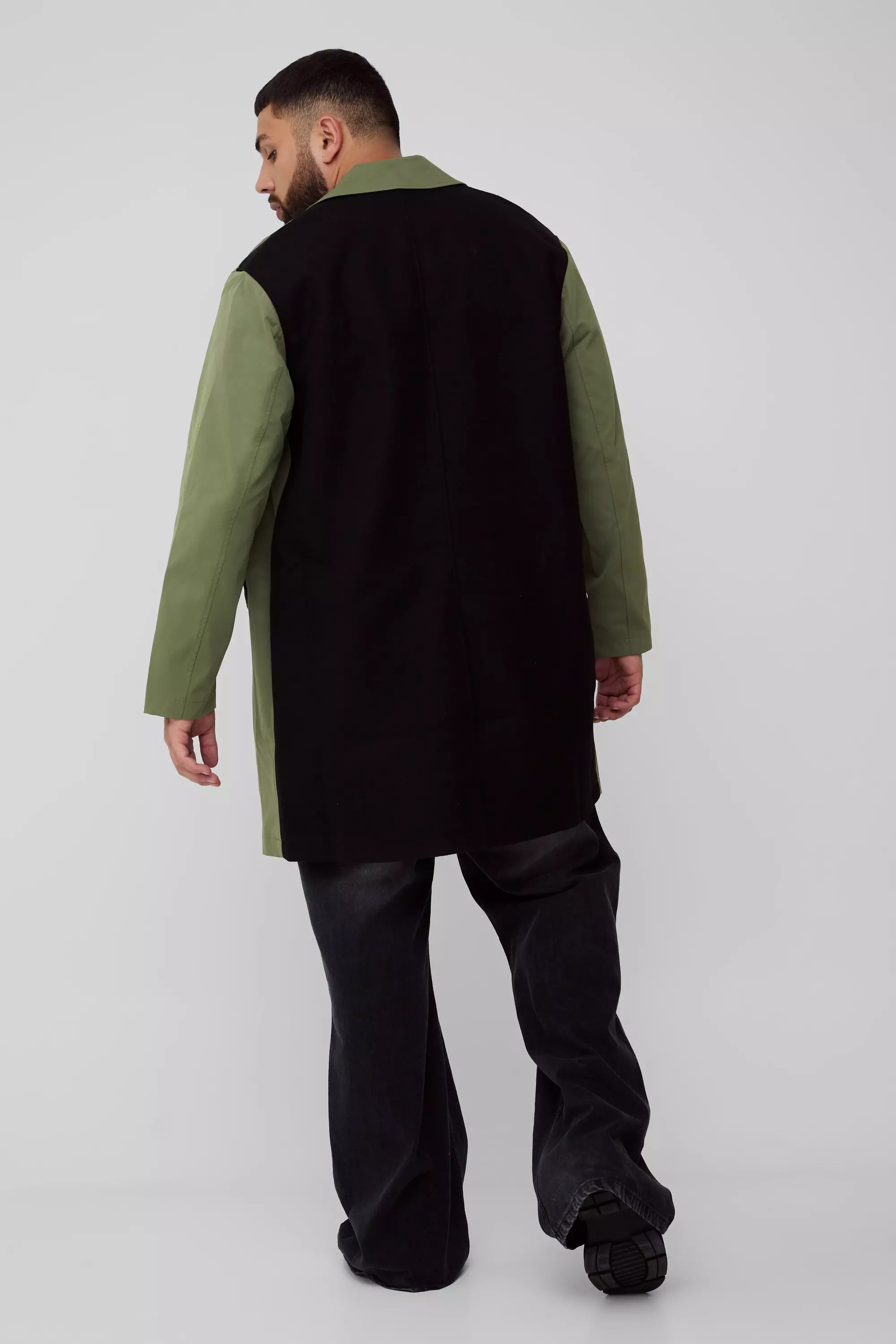 Khaki Plus Classic Contrast Panel Trench Coat alternative image