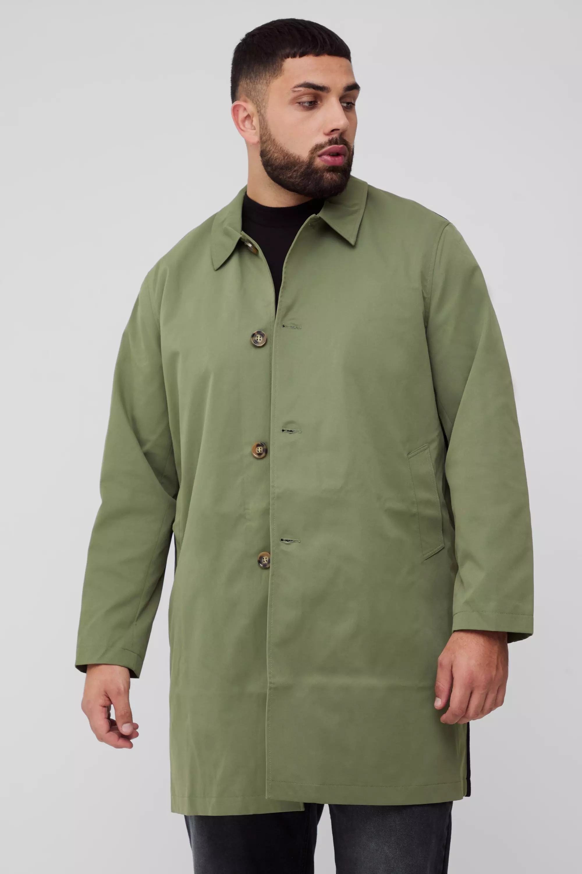 Khaki Plus Classic Contrast Panel Trench Coat alternative image
