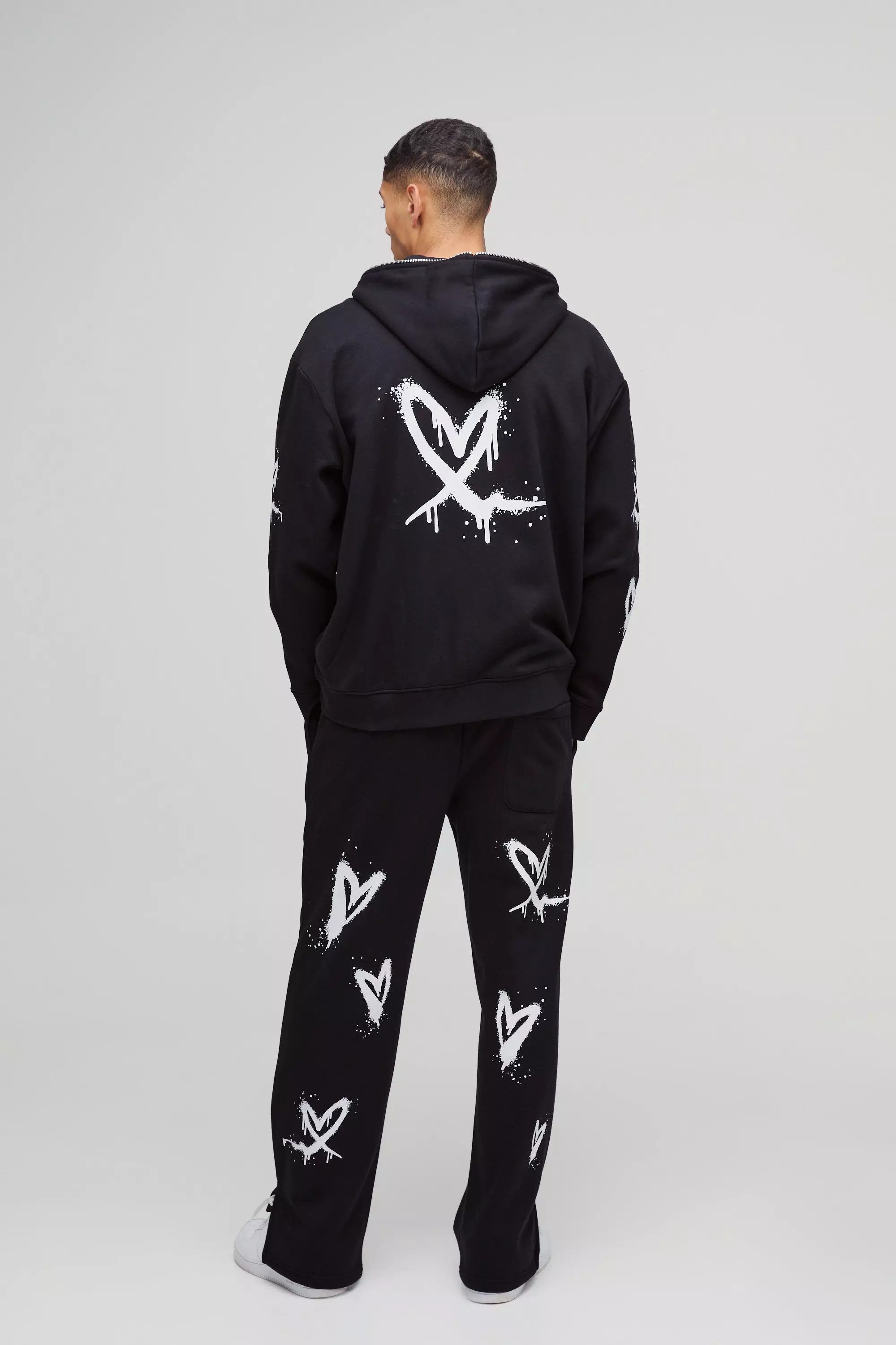Black Oversized Heart Zip Through Hoodie alternative image