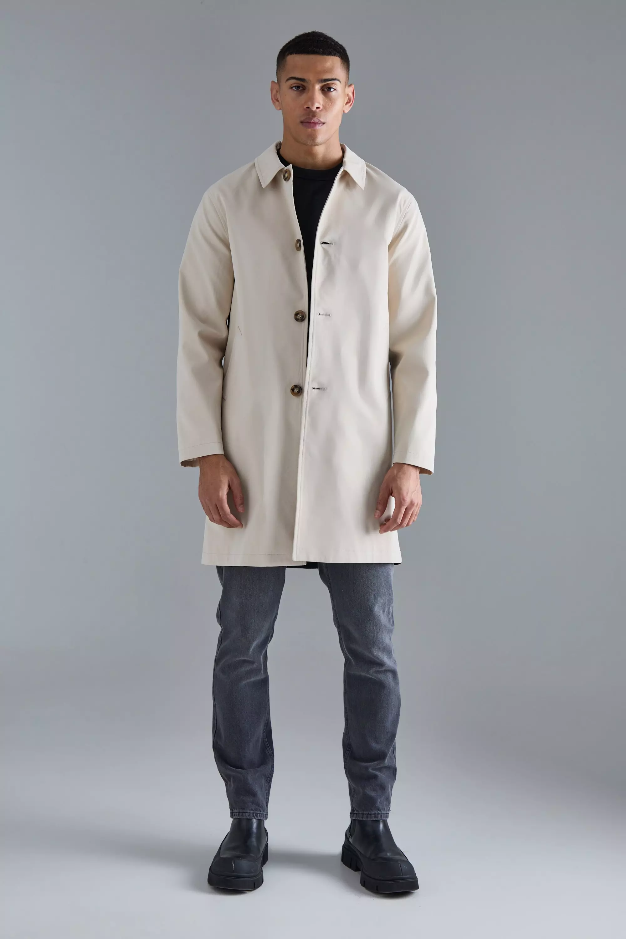 Classic Contrast Panel Trench Coat Sand