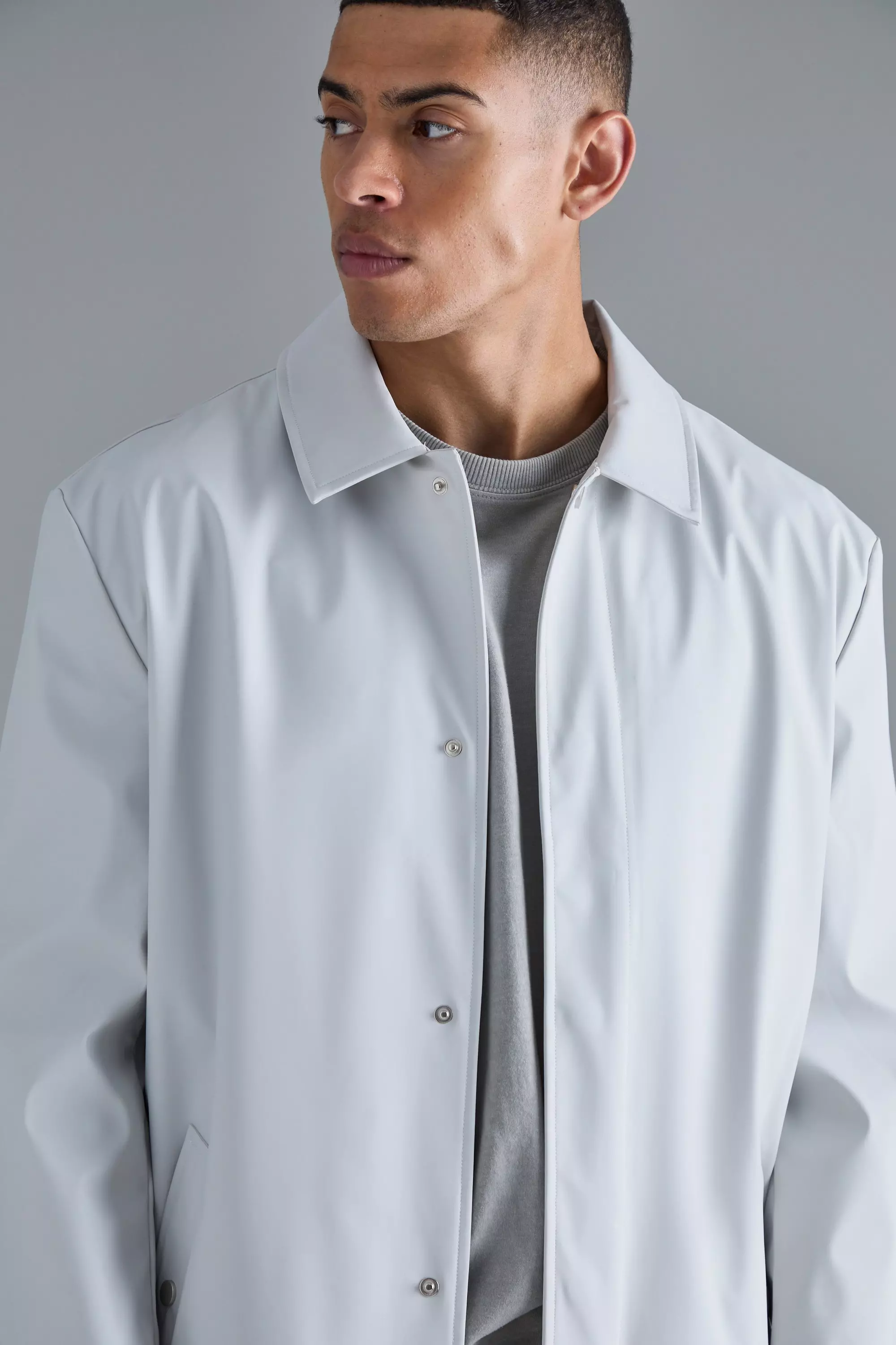 Light grey Shower Proof Mid Length Mac alternative image
