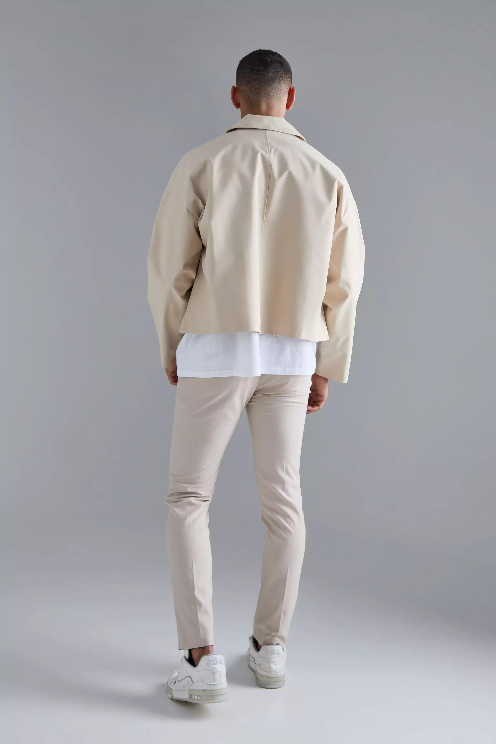 Sand Cropped Double Breasted Trench Coat alternative image