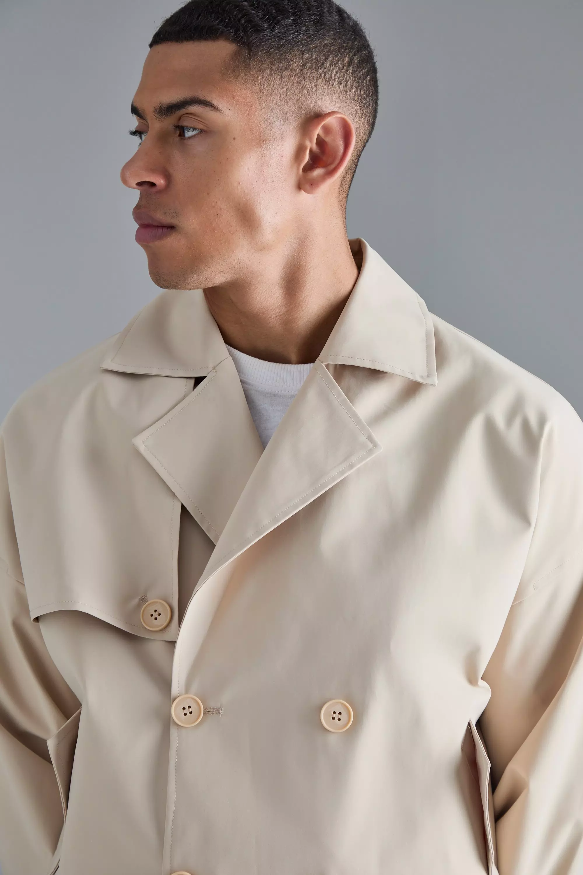 Cappotto Trench Corto A Doppiopetto, Sand immagine alternativa