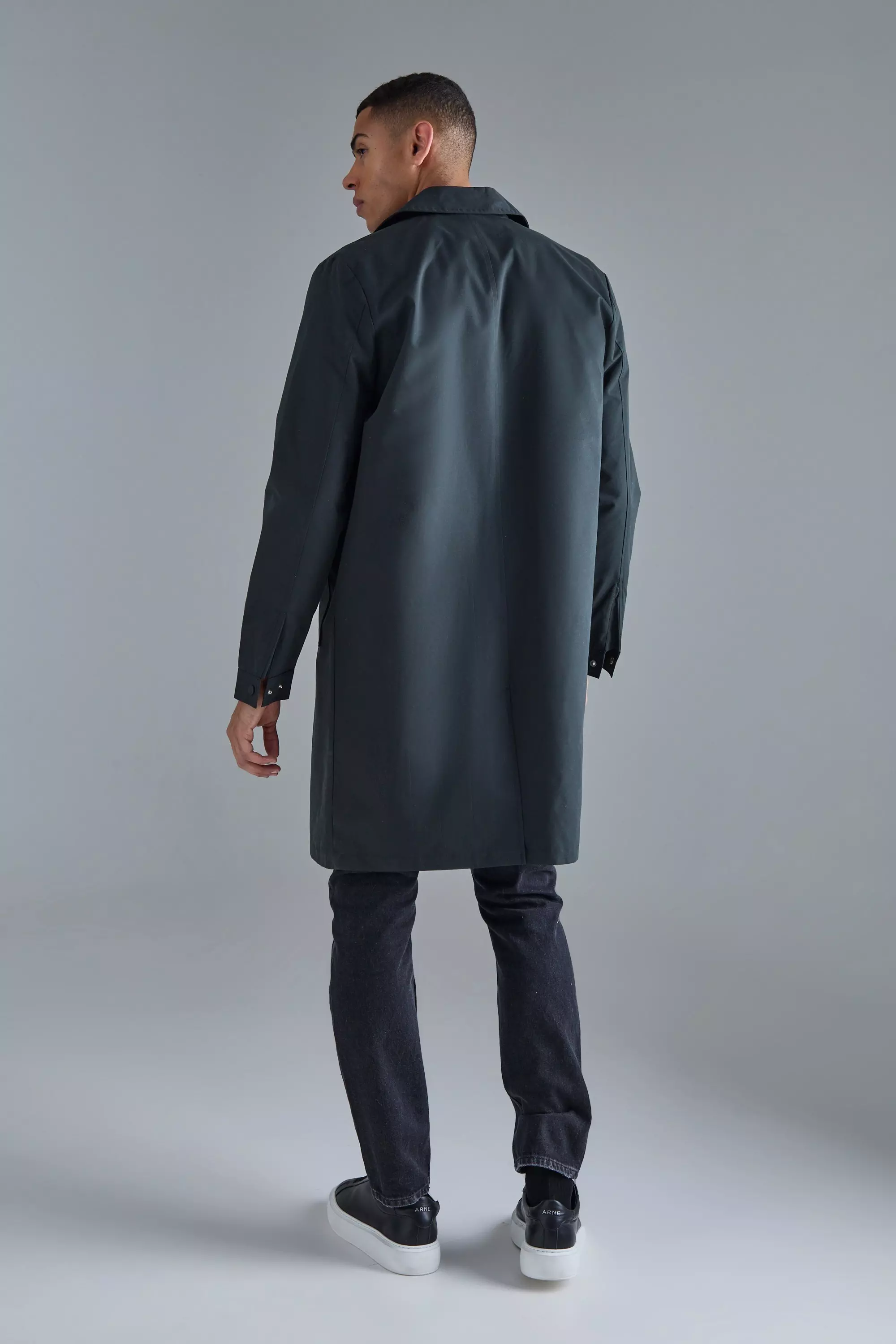 Black Pocket Detail Mid Length Mac alternative image