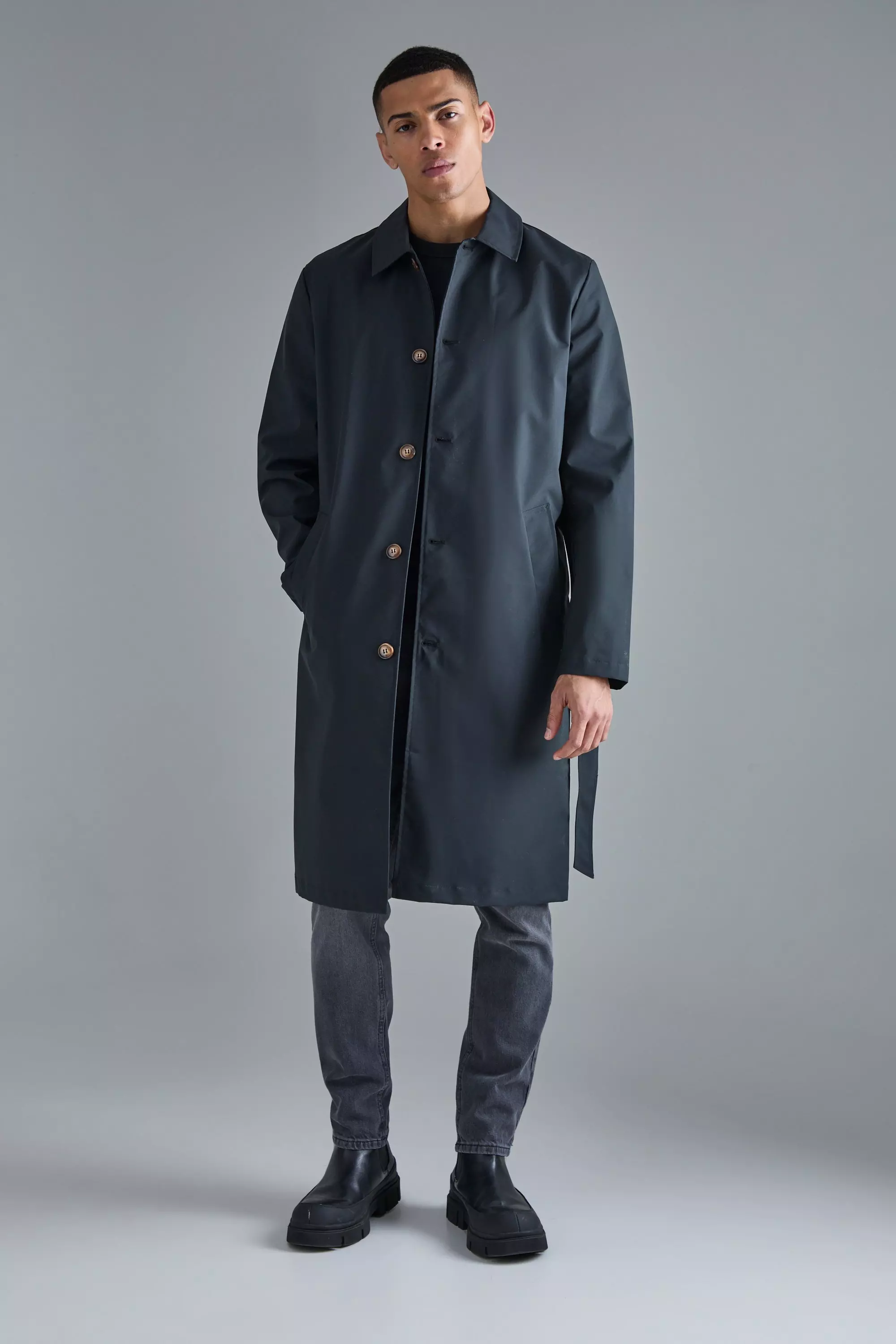 Klassischer Trenchcoat mit Gürtel, Black alternatives Bild