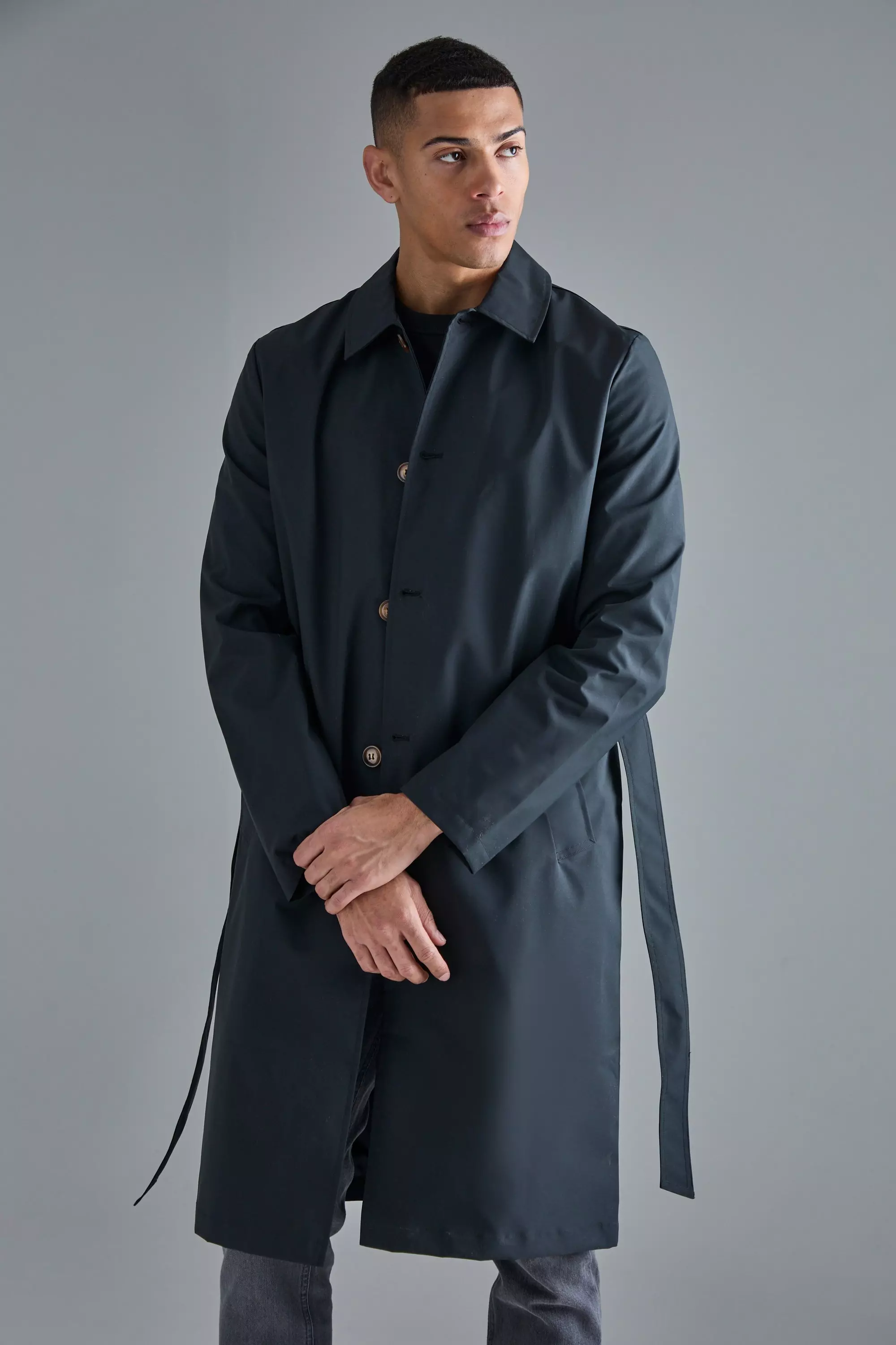Klassischer Trenchcoat mit Gürtel, Black alternatives Bild