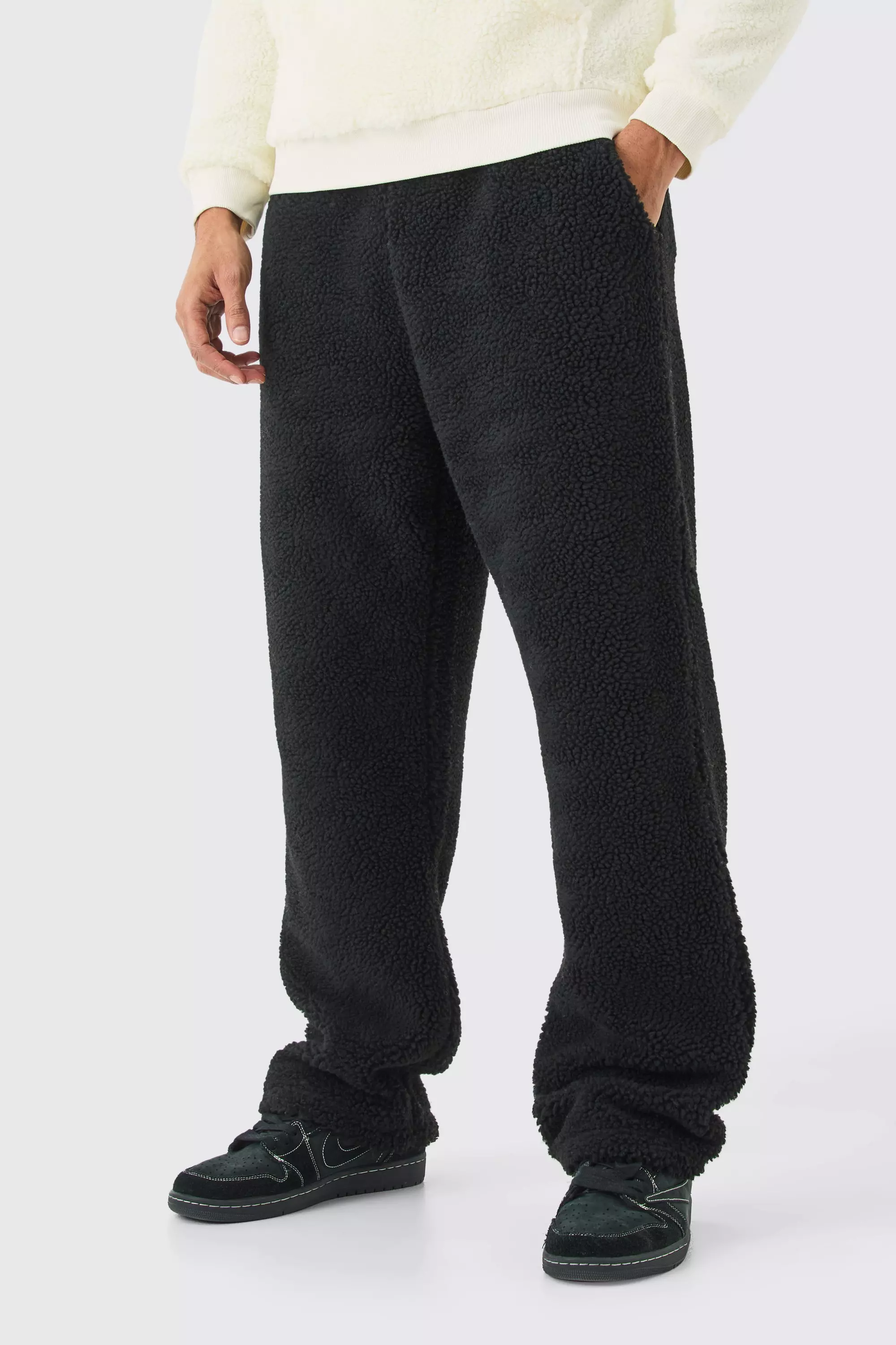 Straight Leg Borg Joggers Black