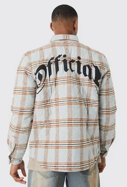Quilted Checked Overshirt Stone