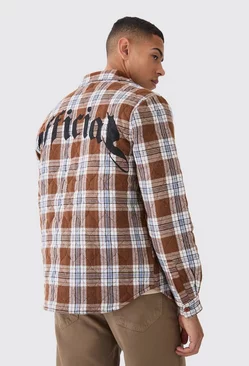 Quilted Checked Overshirt Orange