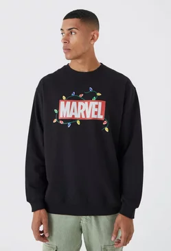 Oversized Marvel Christmas License Sweatshirt Black
