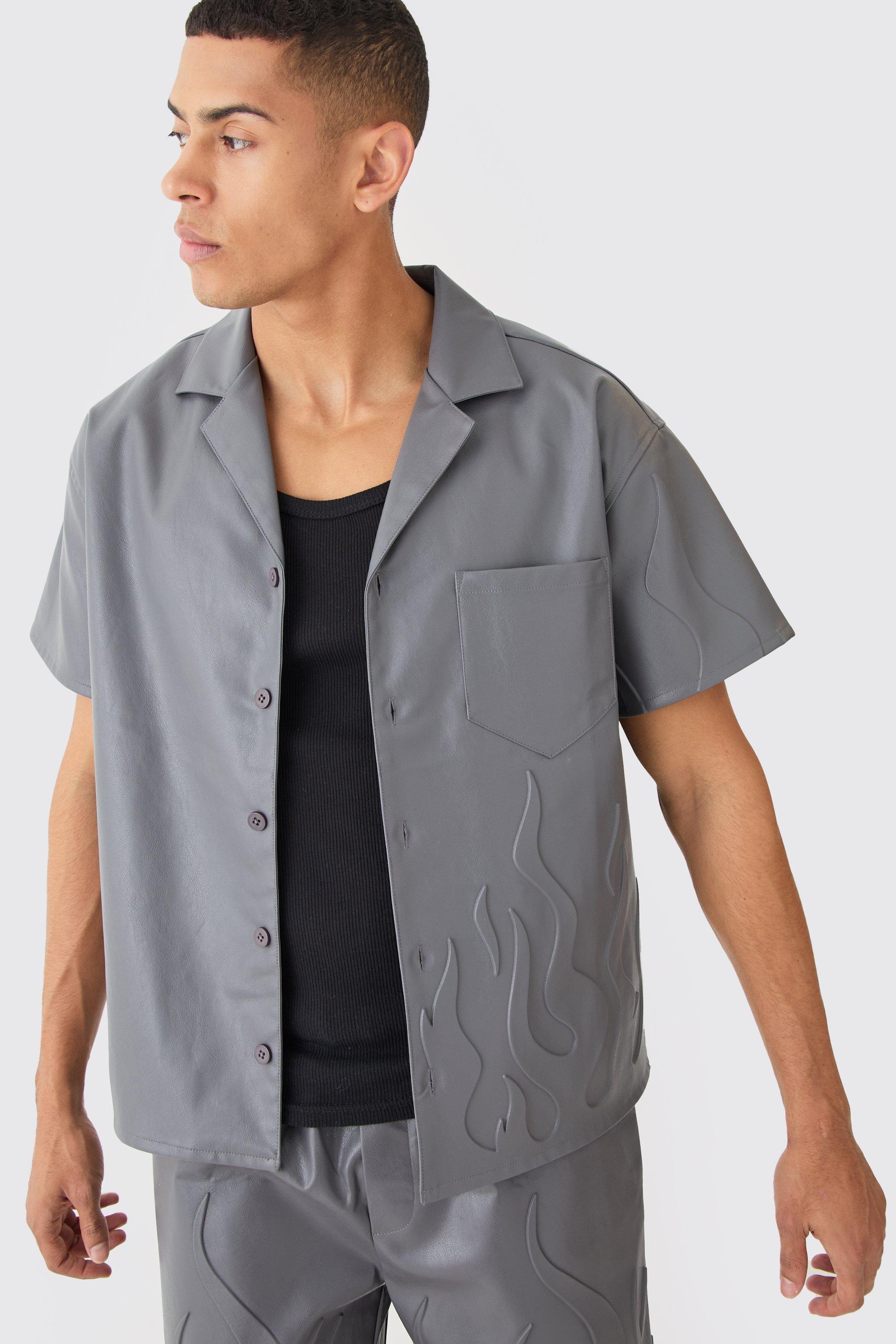 Chemise oversize à manches courtes et imprimé , Charcoal