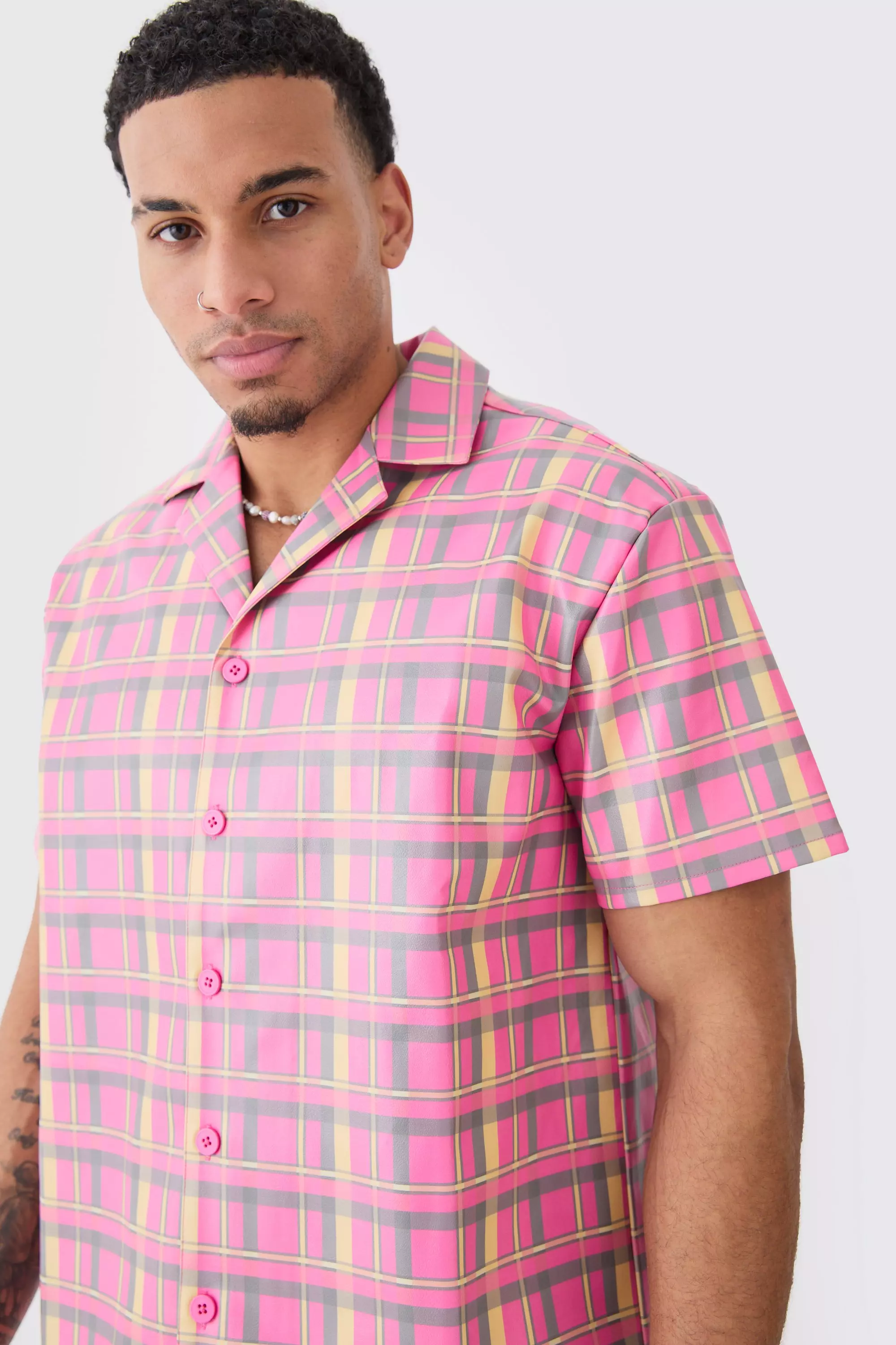 Chemise oversize à carreaux et manches courtes, Multi autre image