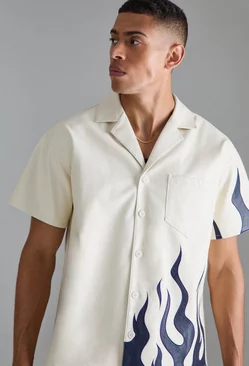 Short Sleeve Boxy Pu Flame Shirt Ecru