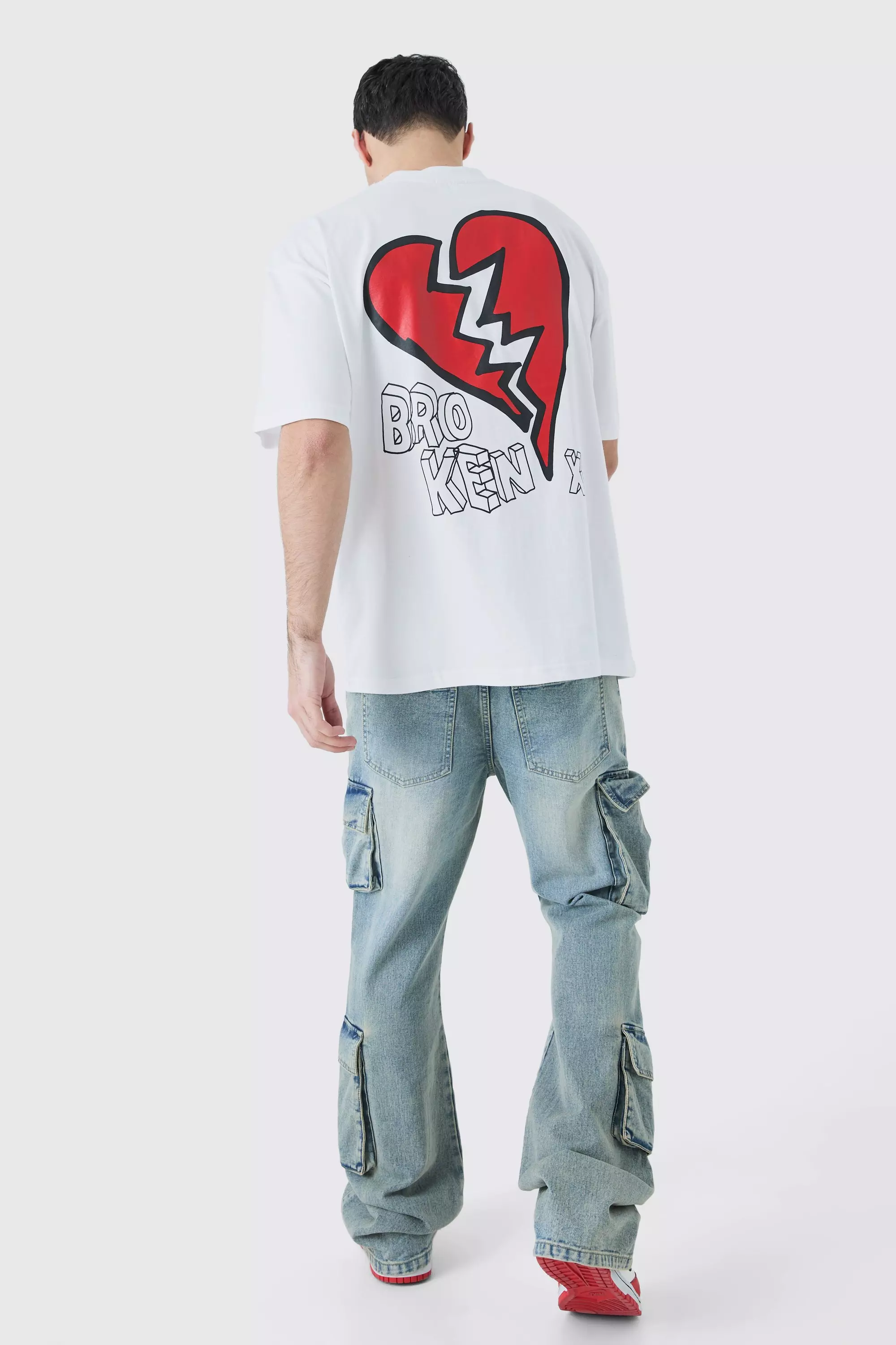 Oversized Broken Hearts T-shirt, White alternatives Bild