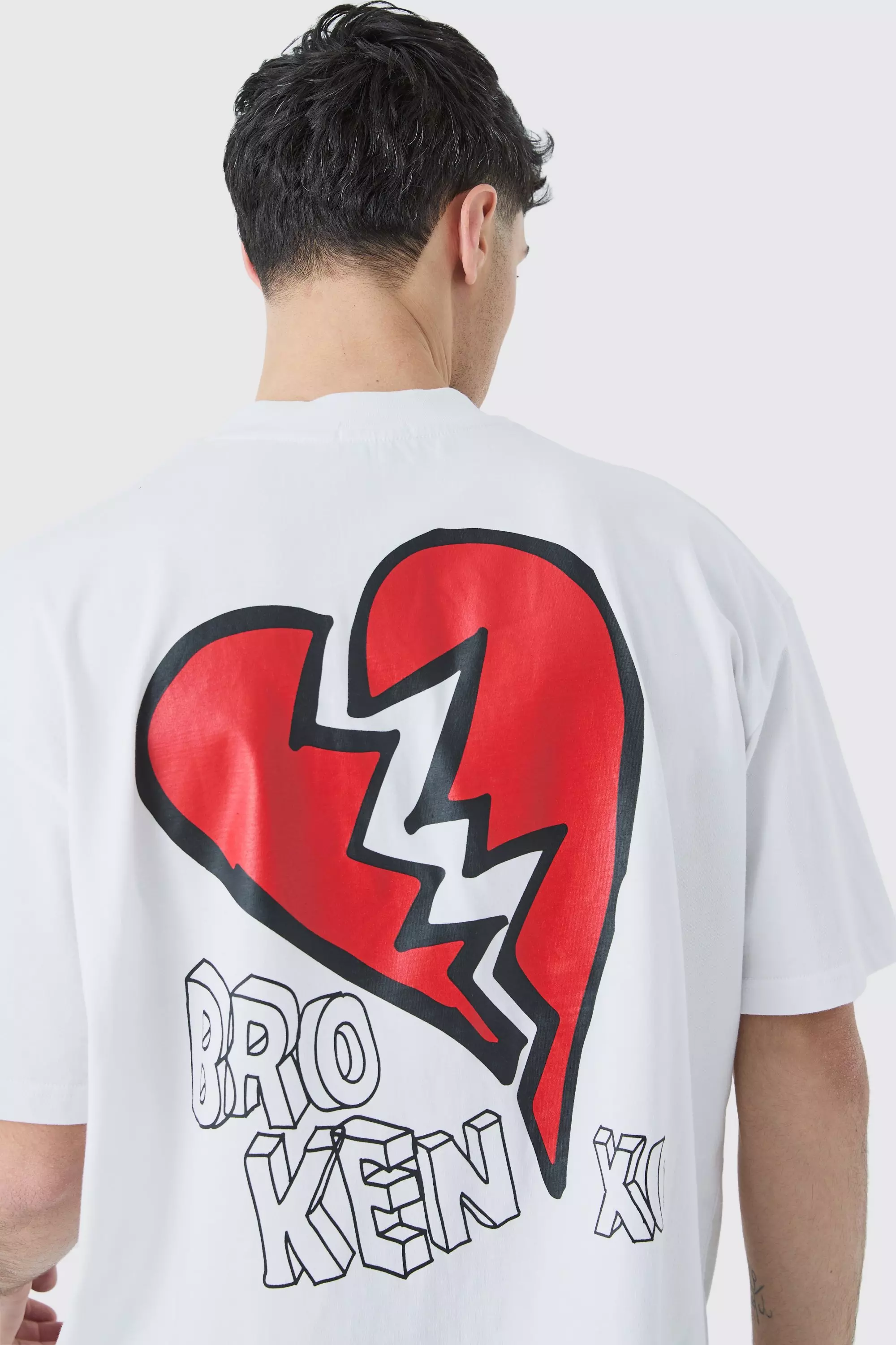 Oversized Broken Hearts T-shirt, White alternatives Bild