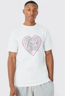 White Slim Fit Rhinestone Heart T-shirt