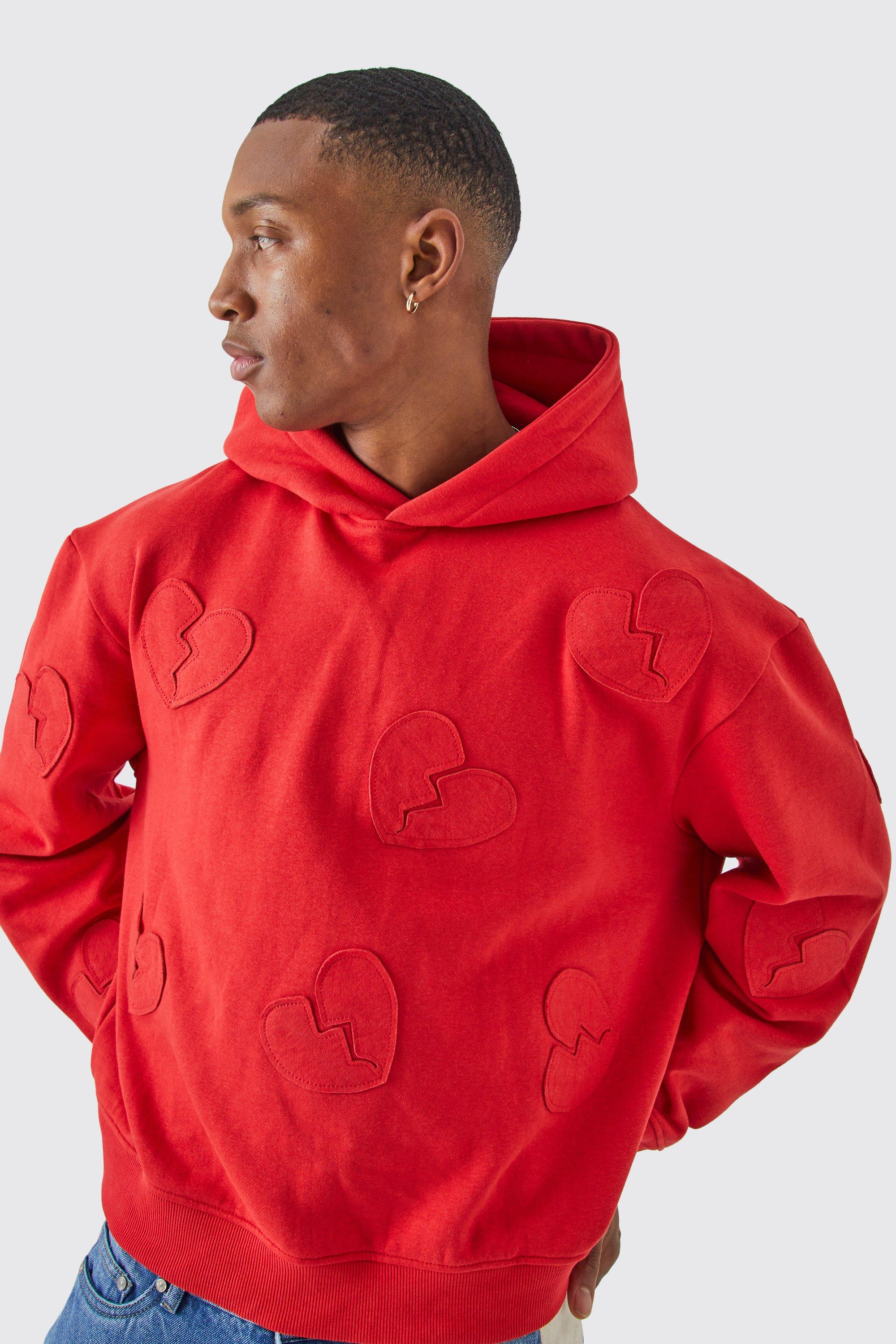 Boohooman red hoodie sale