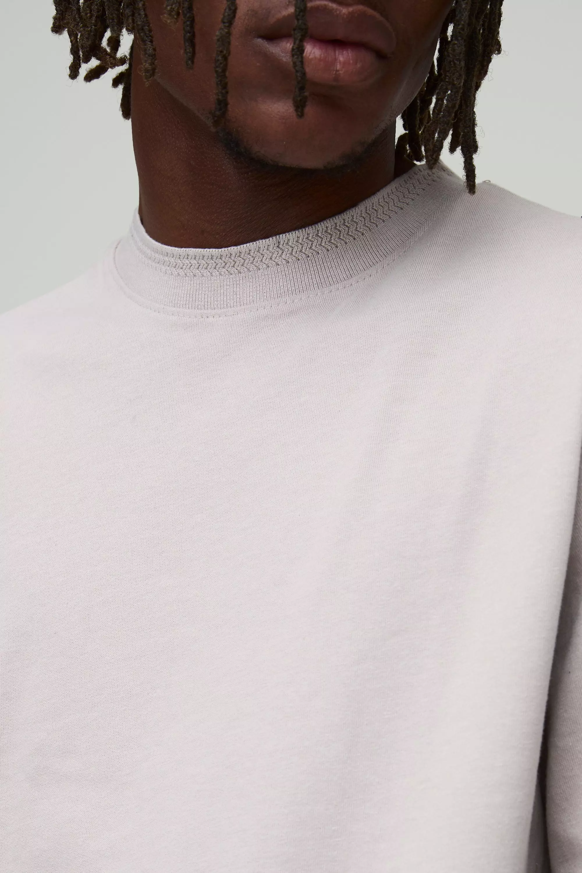 Tall Regular Fit Core Heavy Jacquard Neck T-shirt | boohooMAN USA