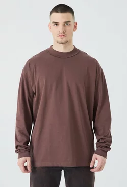 Chocolate Brown Tall Oversized Layed On Neck T-shirt