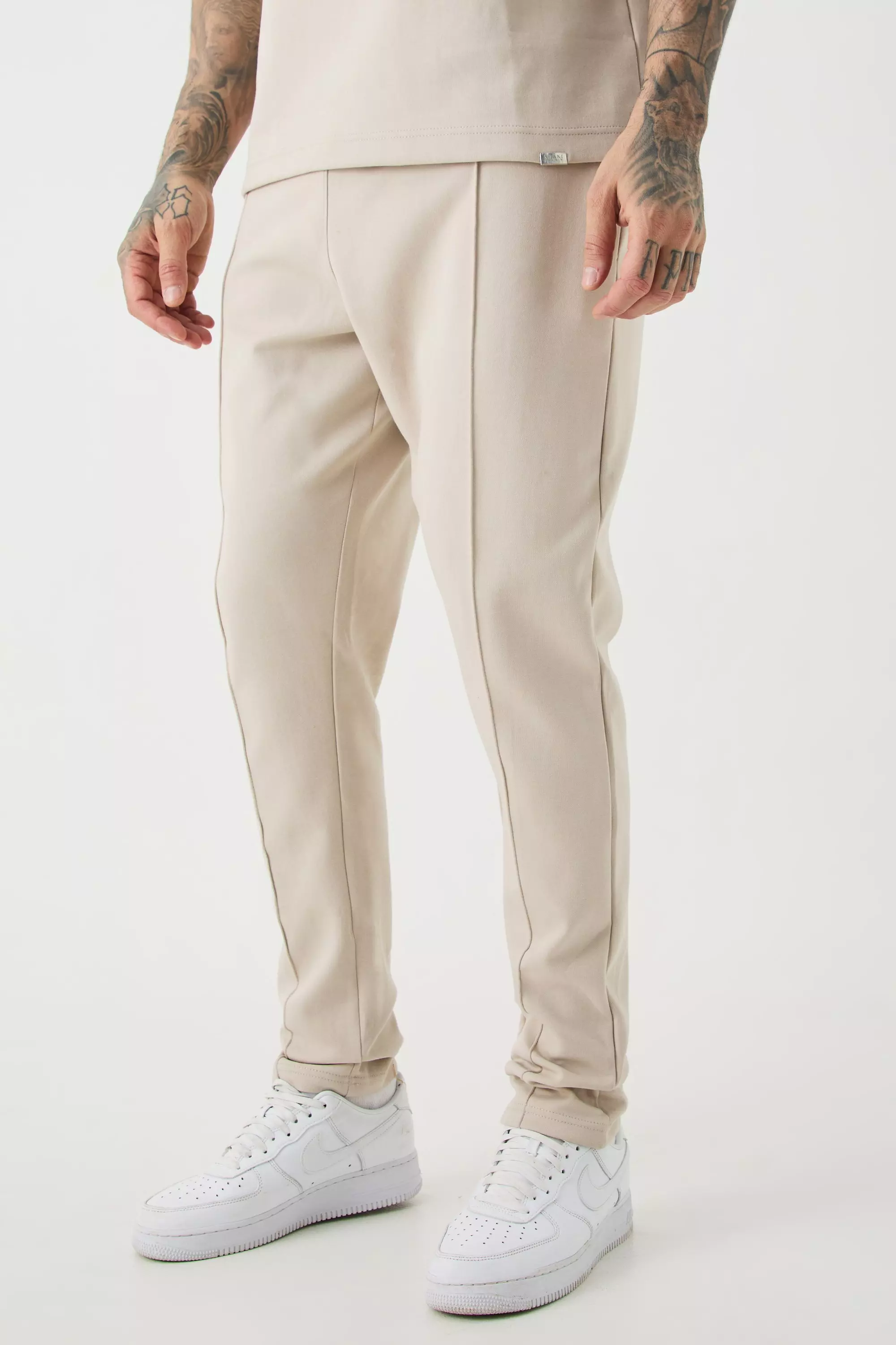 Tall Slim Tapered Interlock Pintuck Jogger Stone