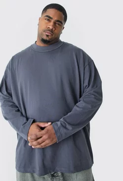 Charcoal Grey Plus Oversized Layed On Neck T-shirt