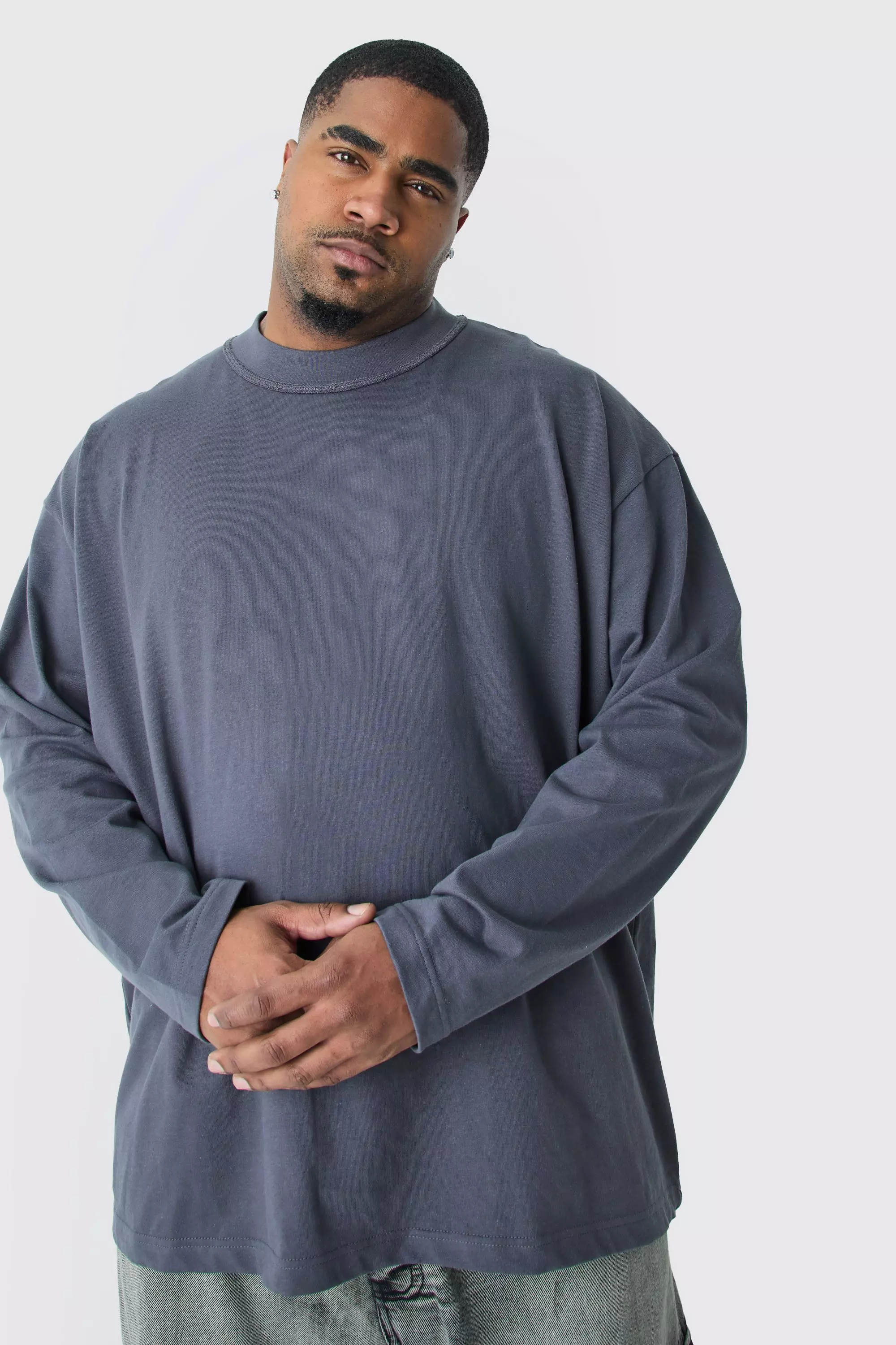 Plus Oversized Layed On Neck T-shirt Charcoal