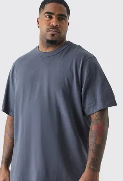 Charcoal Grey Plus Core Heavy Carded Layed On Neck T-shirt