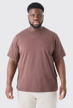 Chocolate Brown Plus Core Heavy Carded Layed On Neck T-shirt