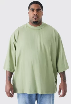 Plus Oversized Heavy Layed On Neck Carded T-shirt Sage