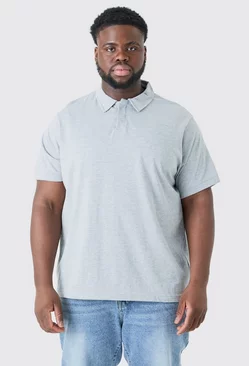 Plus Core Heavy Carded Button Up Polo Grey marl
