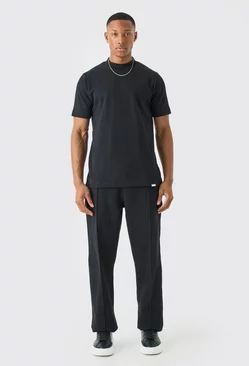 Black Slim T-shirt & Jogger Interlock Set