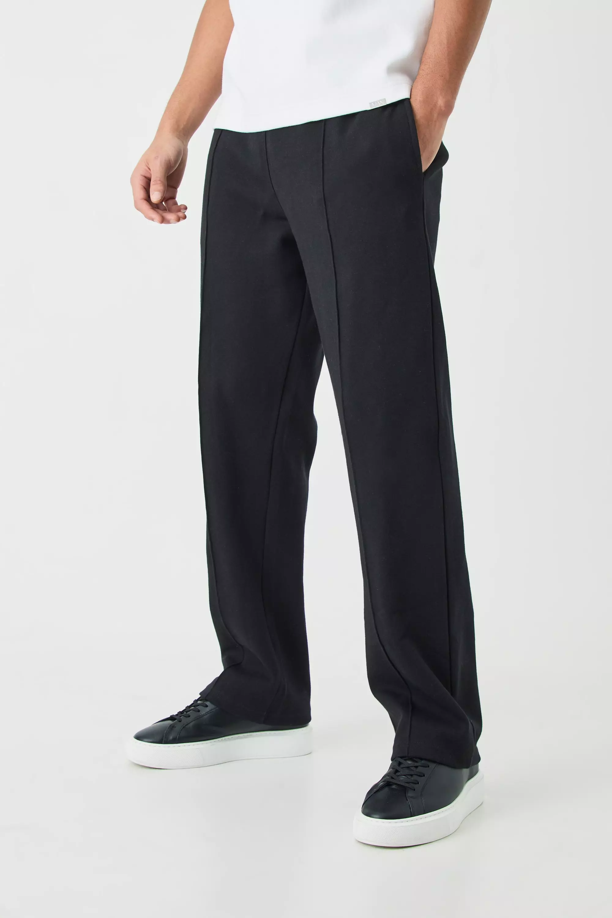 Relaxed Interlock Pintiuck Jogger Black