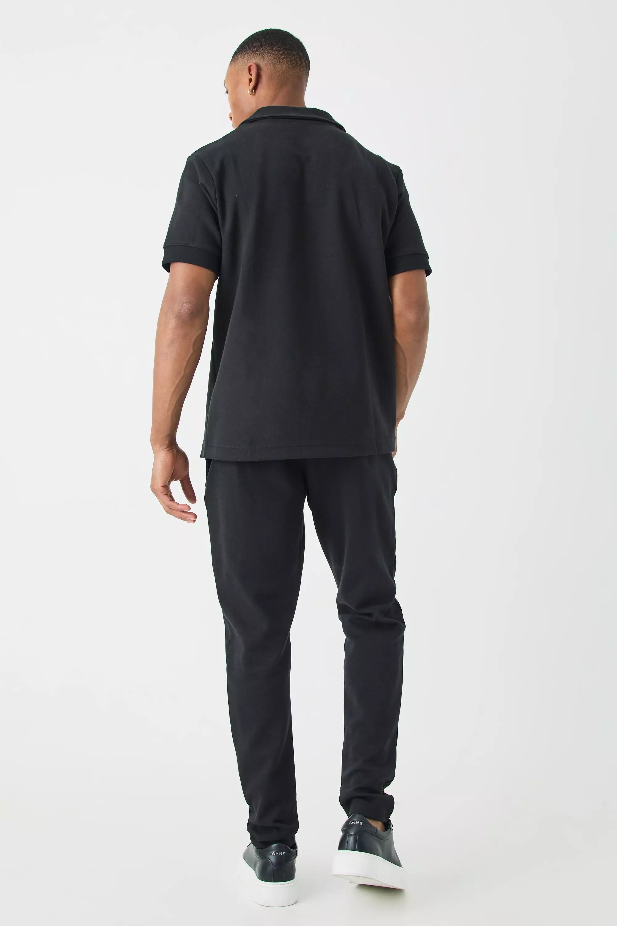 Jogging slim fuselé à surpiqûres, Black autre image