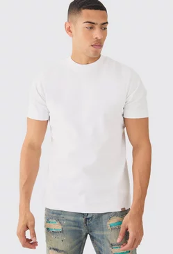 Slim Fit Extended Neck Heavy Interlock T-shirt White