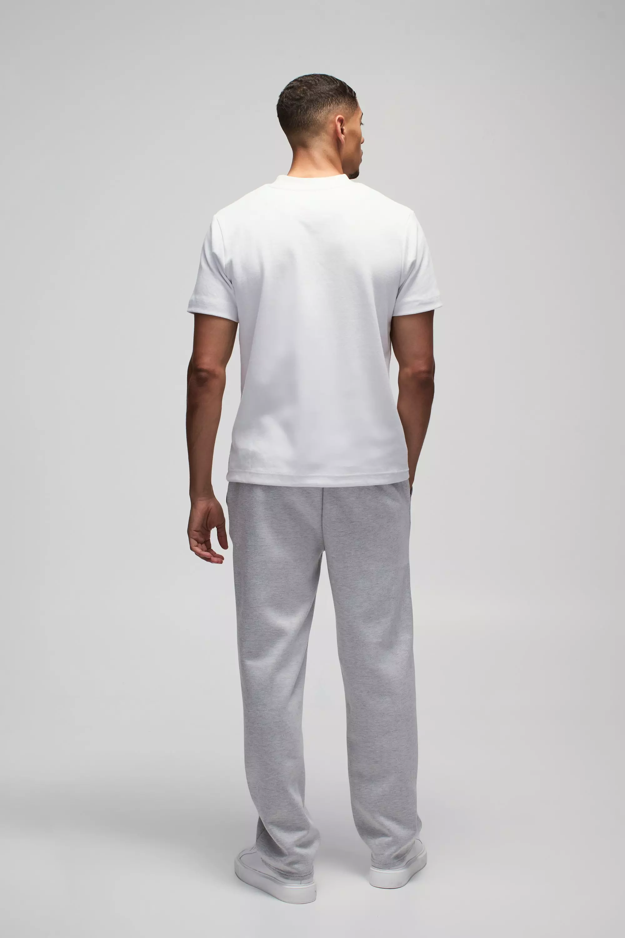 White Man Dik Verweven Slim Fit T-Shirt Met Brede Nek alternatieve afbeelding