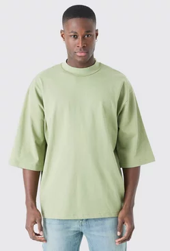 Oversized Heavy Layed On Neck Carded T-shirt Sage
