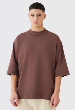 Oversized Heavy Layed On Neck Carded T-shirt Chocolate