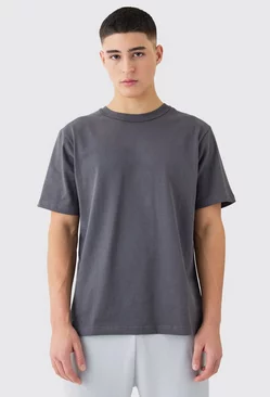 Charcoal Grey Core Heavy Carded Layed On Neck T-shirt