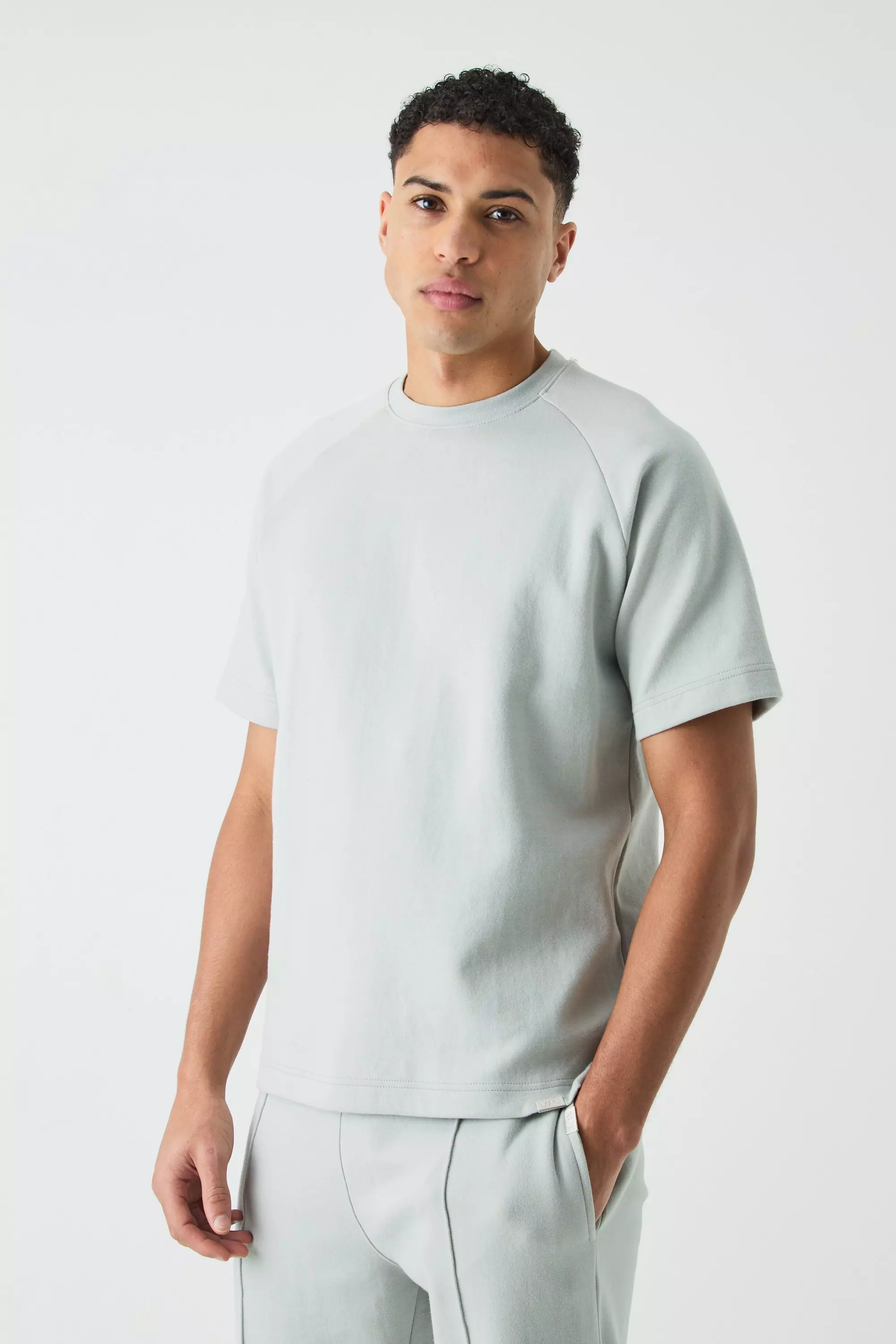 Grey Core Fit Raglan Heavy Interlock T-shirt