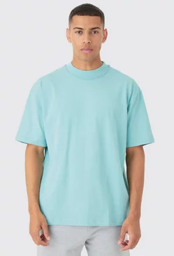 Dusty-blue Blue Oversized Heavy Layed On Neck Carded T-shirt