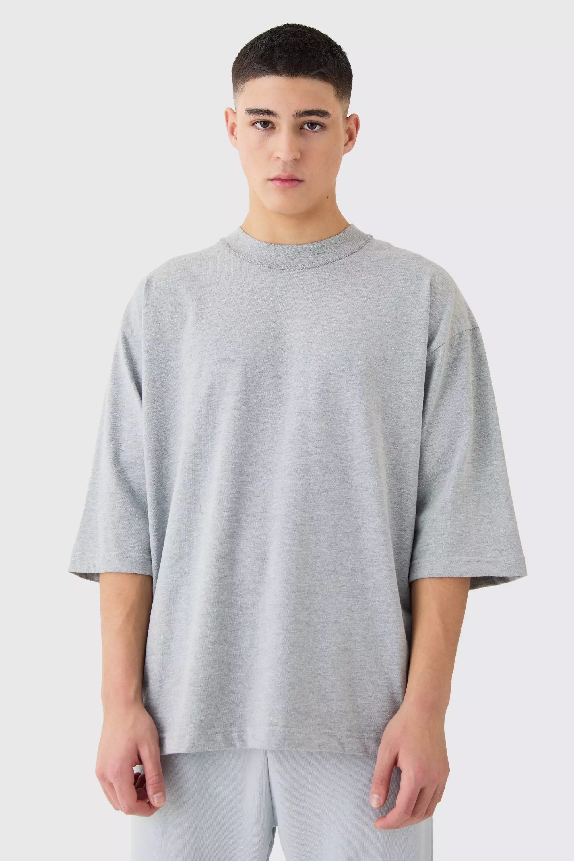 Oversized Heavy Layed On Neck Carded T-shirt Grey marl